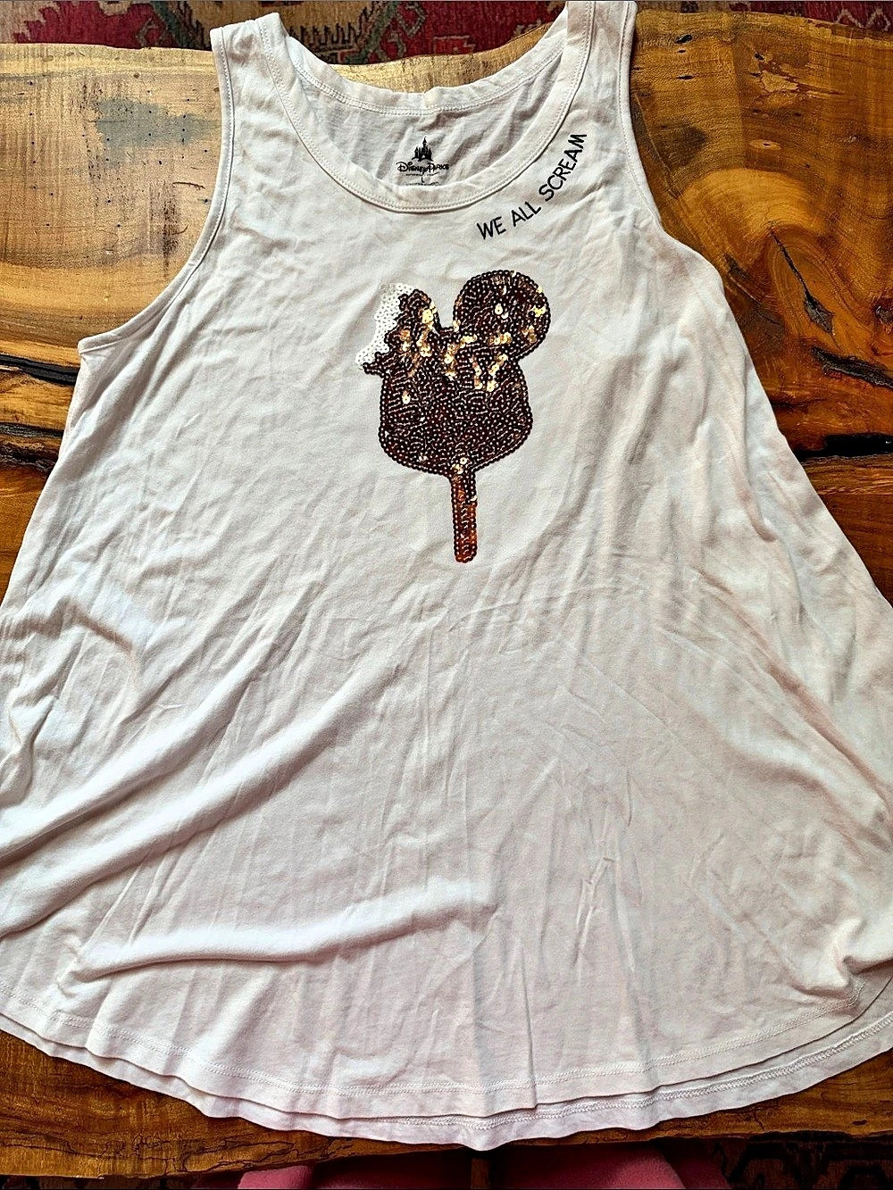 Disney Parks Mickey Mouse Ice Cream Bar Sequin Tank Top We All Scream
